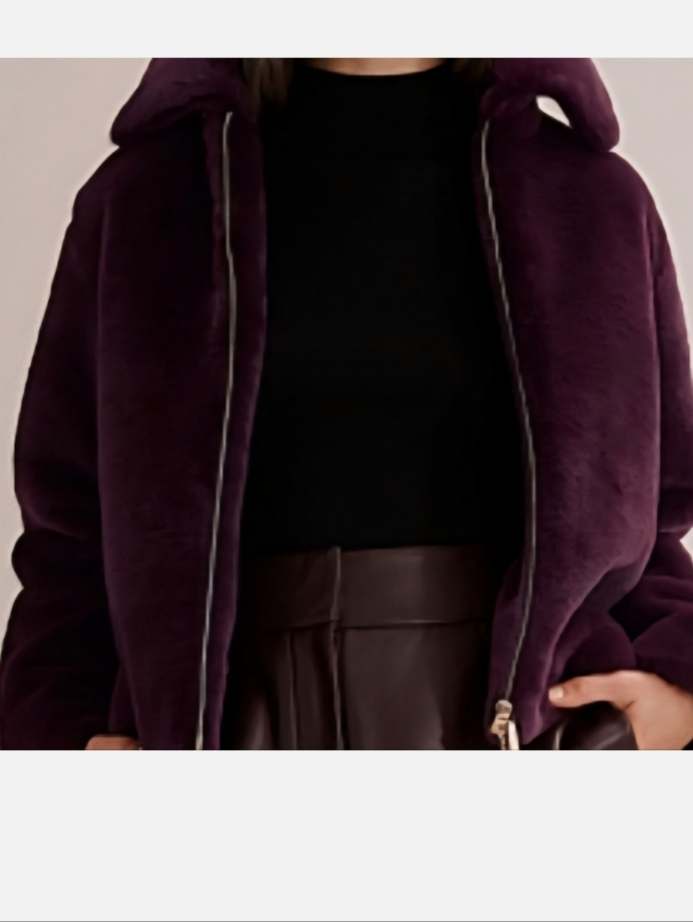Burgundy Faux Fur Bomber Jacket Effeci